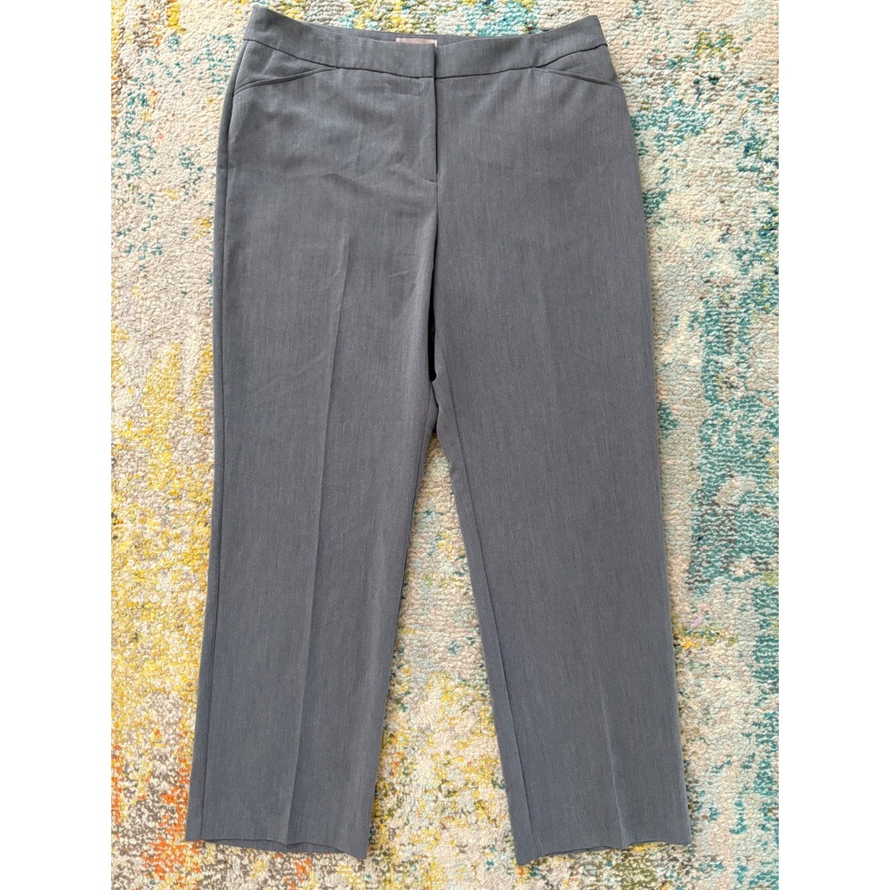 Chicos Elite Grey Straight Leg Dress Pants Size 2 Short Career Trousers